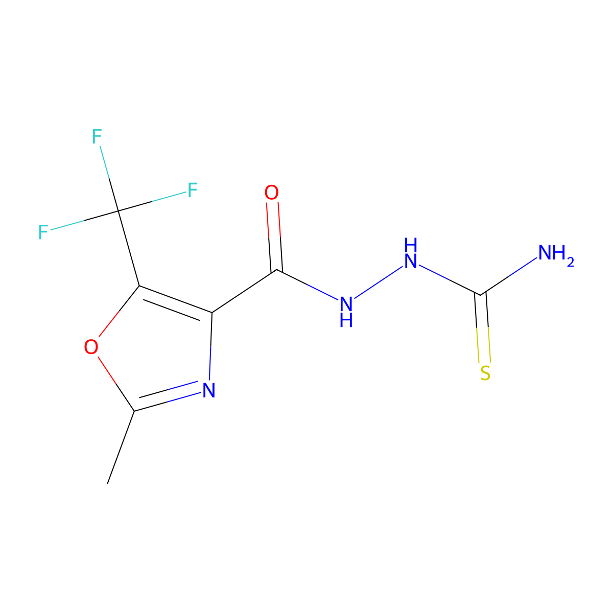 2-{[2-Methyl-5-(trifluoromethyl)-1,3-oxazol-4-yl]carbonyl}hydrazine-1-carbothioamide molecular structure, CAS 680213-84-7