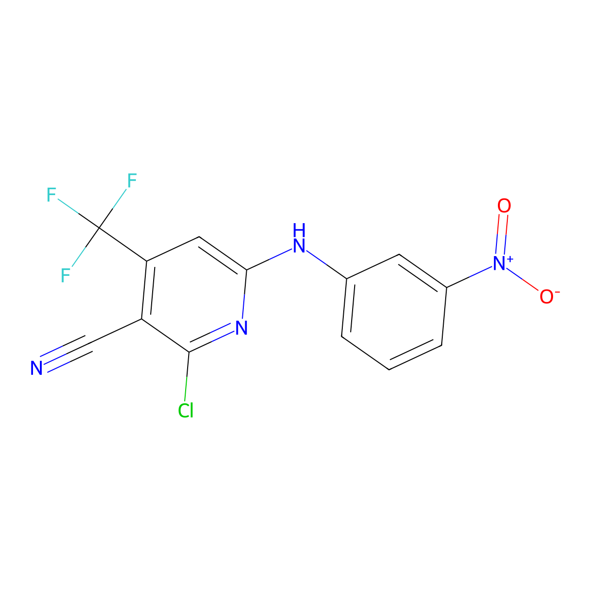 2-Chloro-6-(3-nitroanilino)-4-(trifluoromethyl)nicotinonitrile molecular structure, CAS 680214-05-5