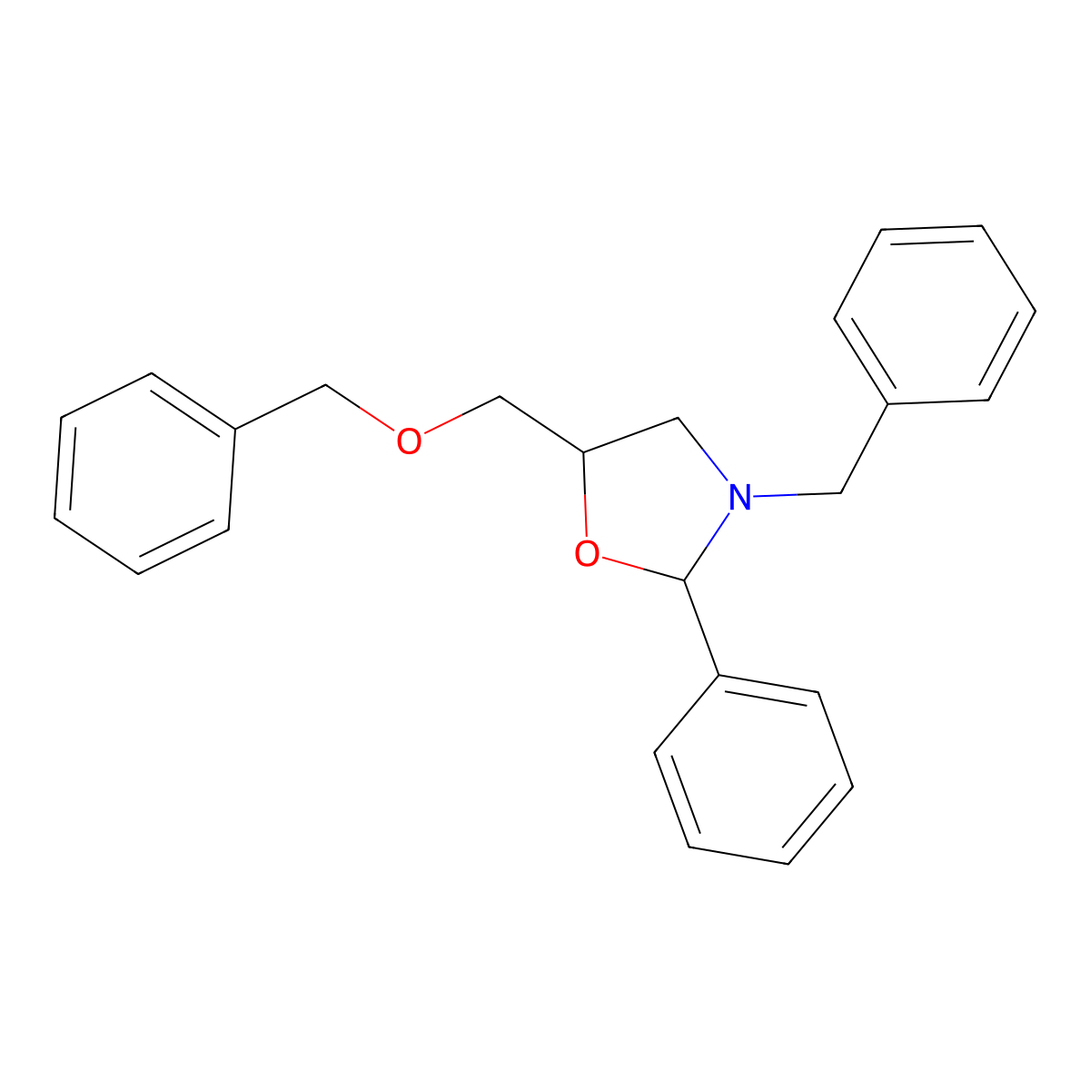 3-Benzyl-2-phenyl-5-(phenylmethoxymethyl)-1,3-oxazolidine molecular structure, CAS 680214-37-3