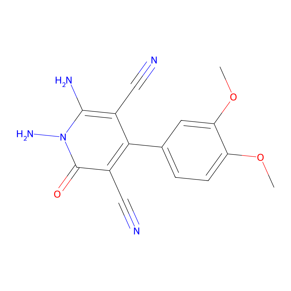 1,6-Diamino-4-(3,4-dimethoxyphenyl)-2-oxo-1,2-dihydropyridine-3,5-dicarbonitrile molecular structure, CAS 680215-01-4
