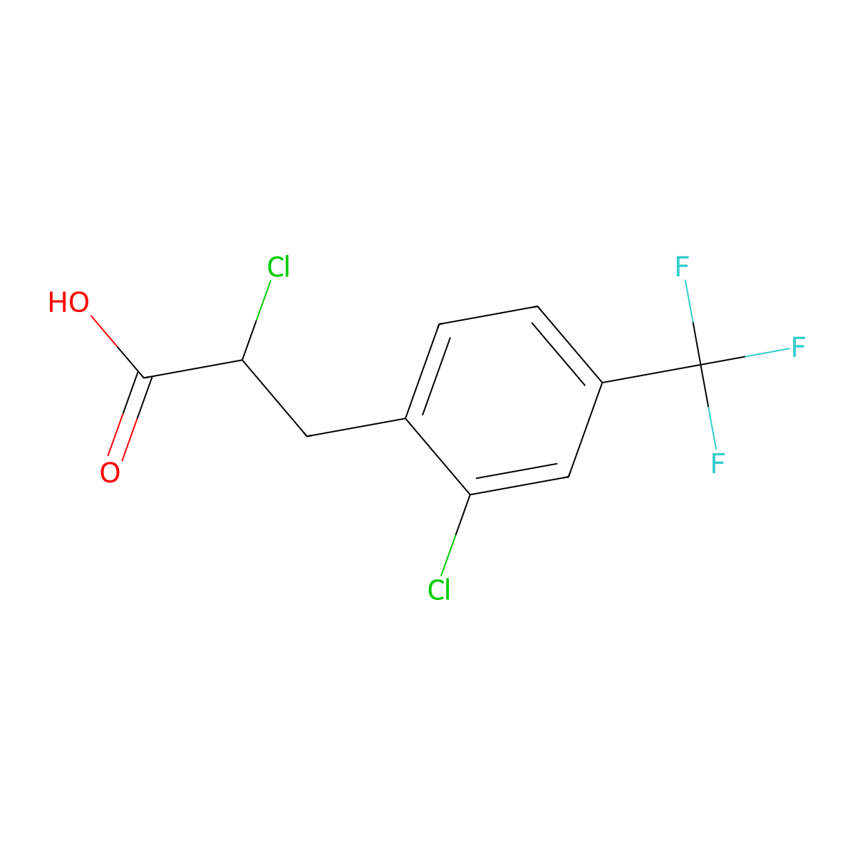 2-chloro-3-[2-chloro-4-(trifluoromethyl)phenyl]propanoic Acid molecular structure, CAS 680215-64-9