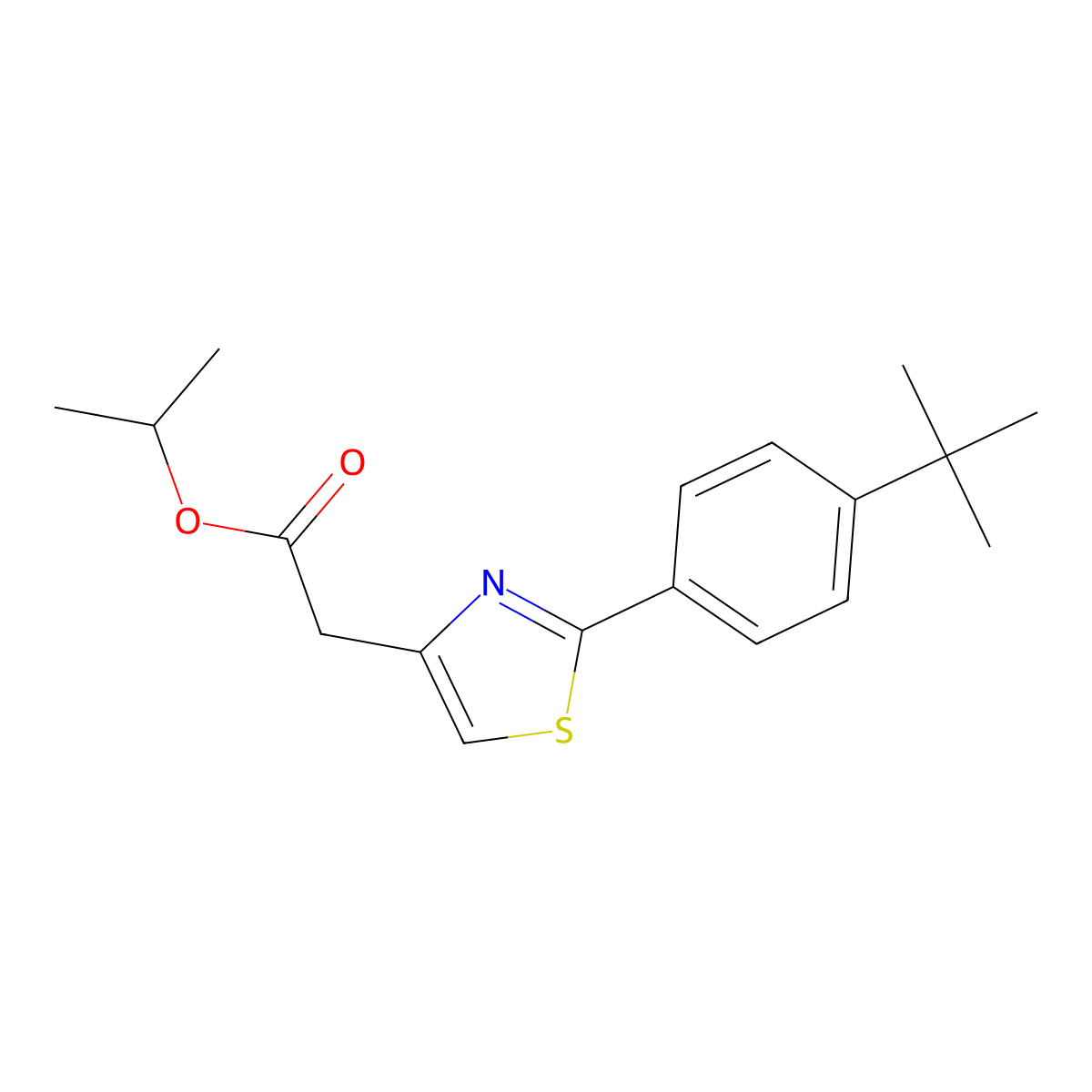 Propan-2-yl 2-[2-(4-tert-butylphenyl)-1,3-thiazol-4-yl]acetate molecular structure, CAS 680215-70-7