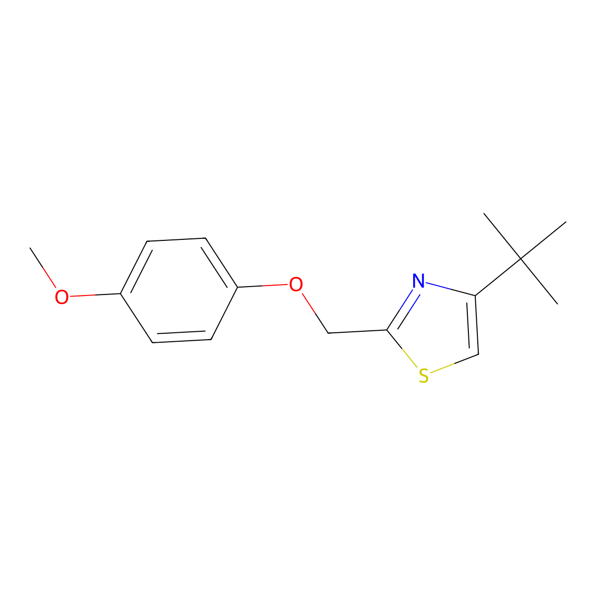 4-(Tert-butyl)-2-[(4-methoxyphenoxy)methyl]-1,3-thiazole molecular structure, CAS 680215-76-3