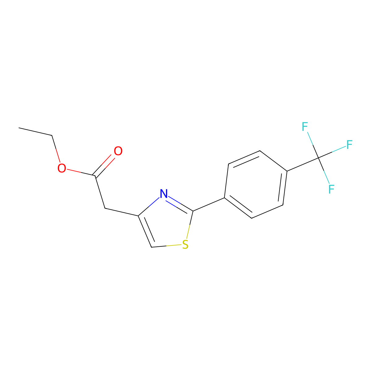 Ethyl 2-{2-[4-(trifluoromethyl)phenyl]-1,3-thiazol-4-yl}acetate molecular structure, CAS 680215-92-3