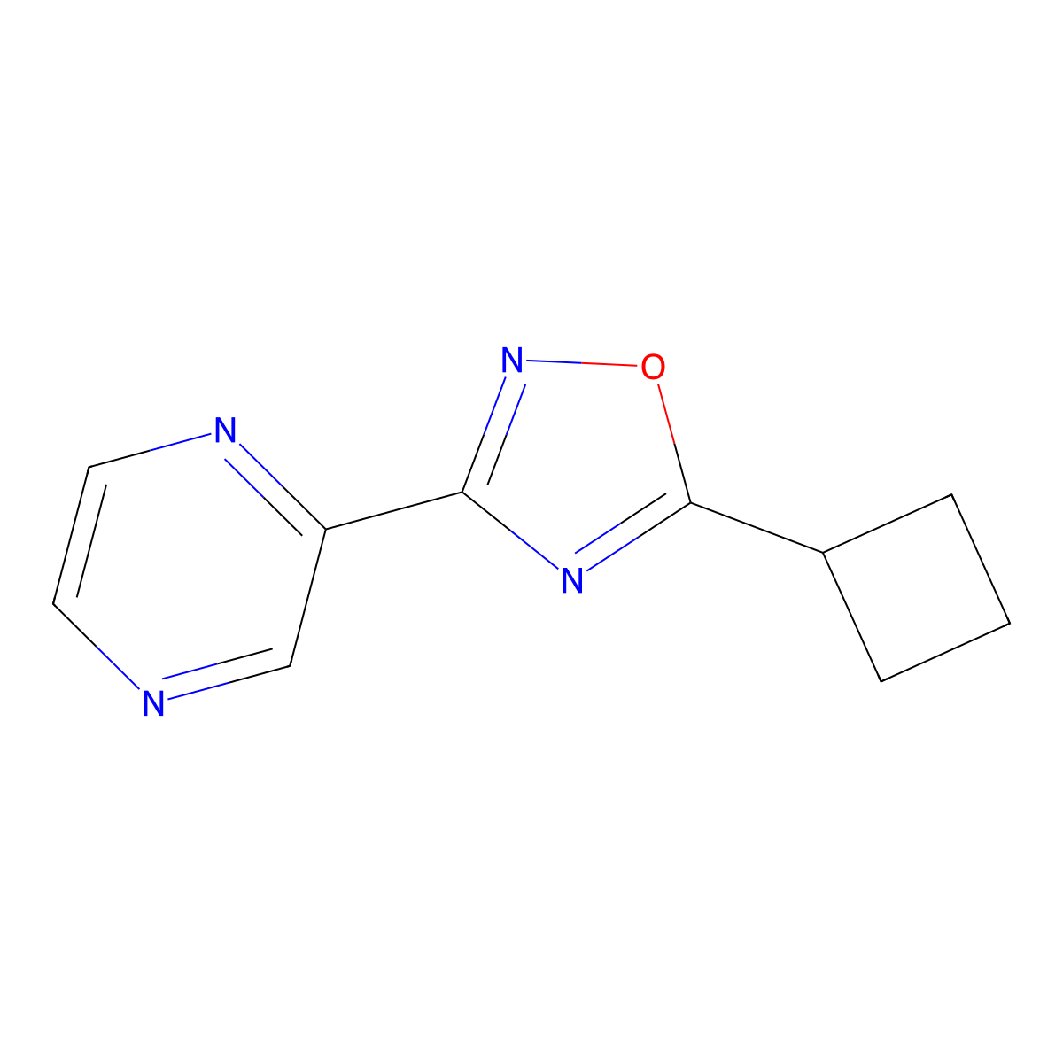 2-(5-Cyclobutyl-1,2,4-oxadiazol-3-yl)pyrazine molecular structure, CAS 680216-07-3