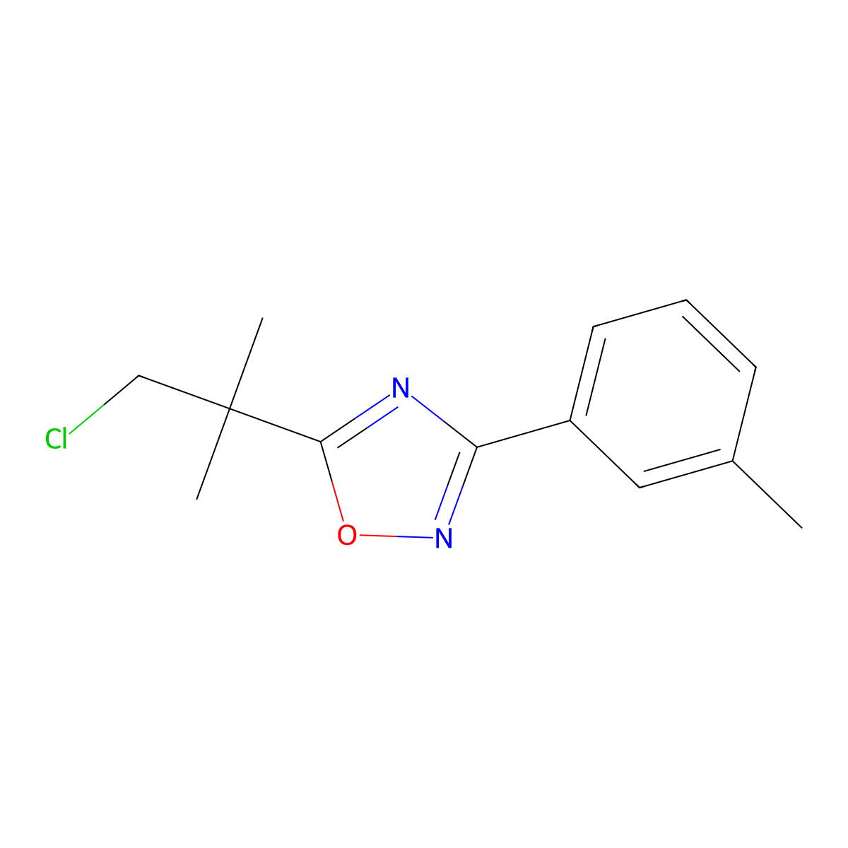 5-(2-Chloro-1,1-dimethylethyl)-3-(3-methylphenyl)-1,2,4-oxadiazole molecular structure, CAS 680216-08-4