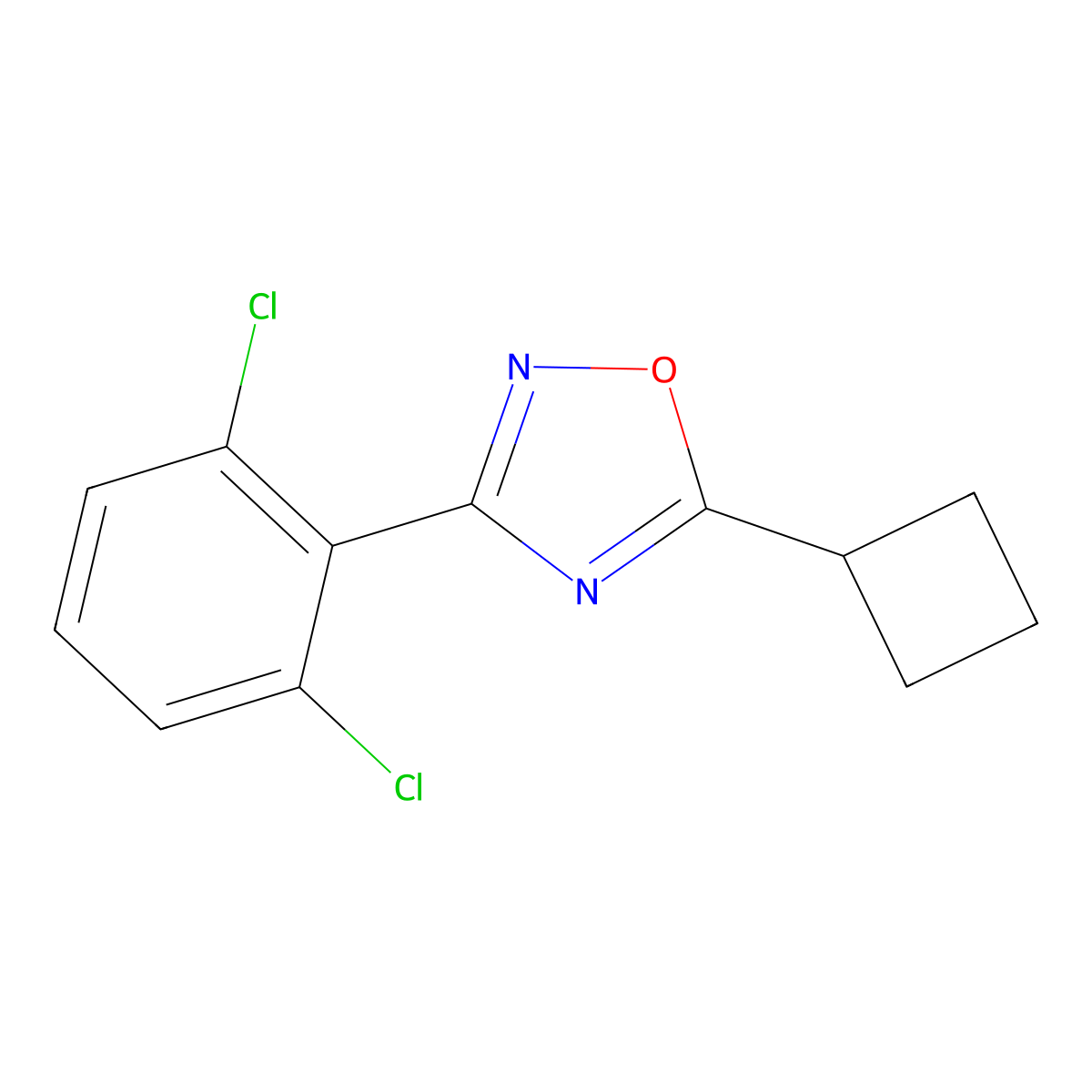 5-Cyclobutyl-3-(2,6-dichlorophenyl)-1,2,4-oxadiazole molecular structure, CAS 680216-11-9