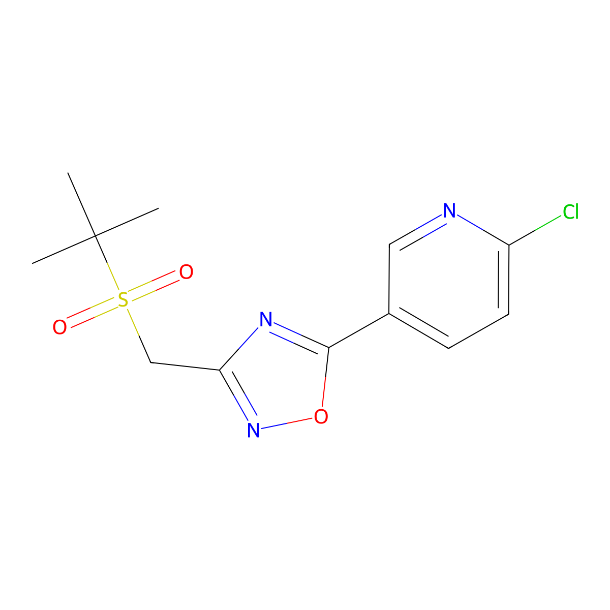 5-{3-[(tert-Butylsulphonyl)methyl]-1,2,4-oxadiazol-5-yl}-2-chloropyridine molecular structure, CAS 680216-16-4