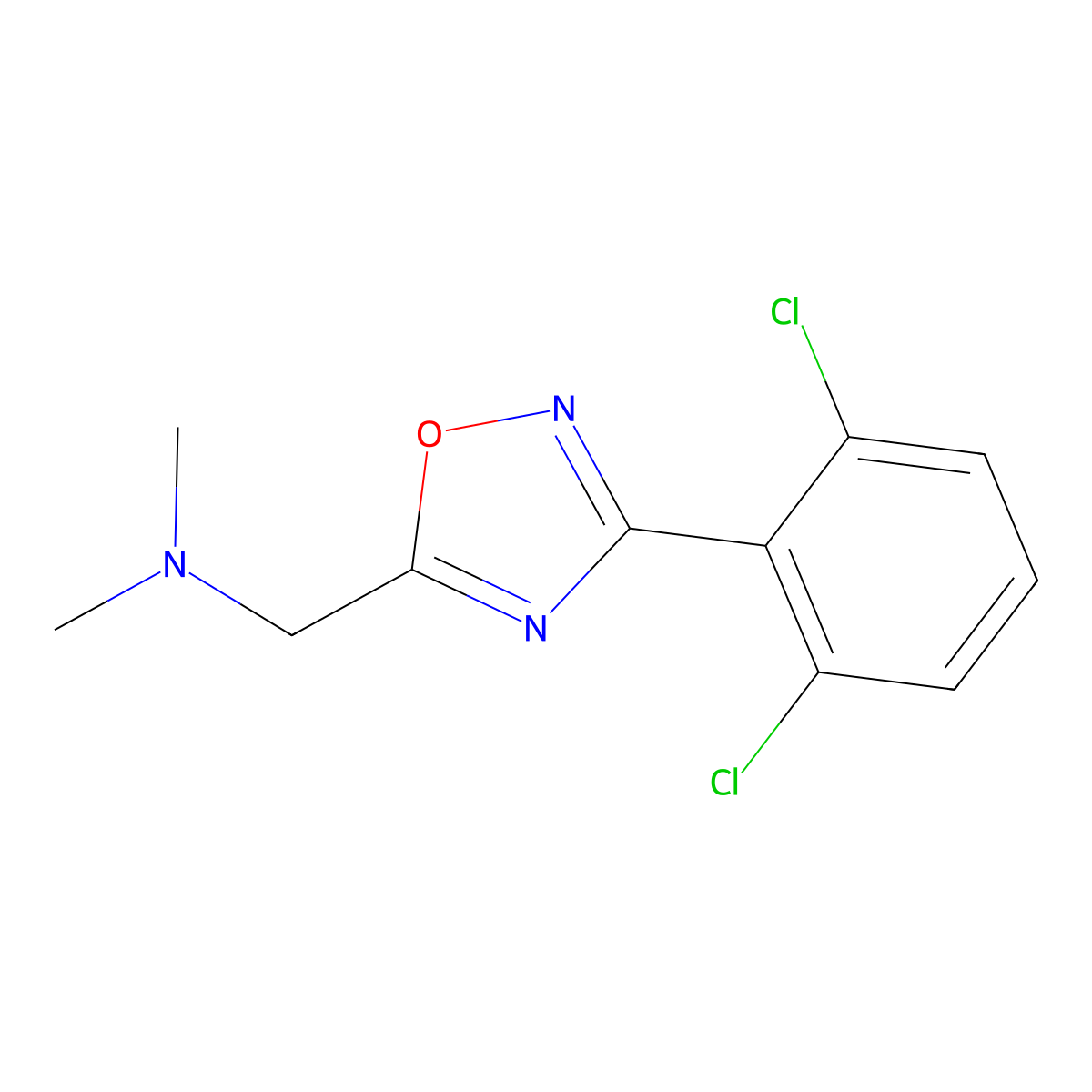 1-[3-(2,6-dichlorophenyl)-1,2,4-oxadiazol-5-yl]-N,N-dimethylmethanamine molecular structure, CAS 680216-25-5