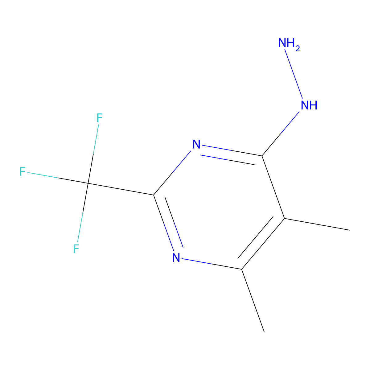 4-Hydrazino-5,6-dimethyl-2-(trifluoromethyl)pyrimidine molecular structure, CAS 680216-40-4