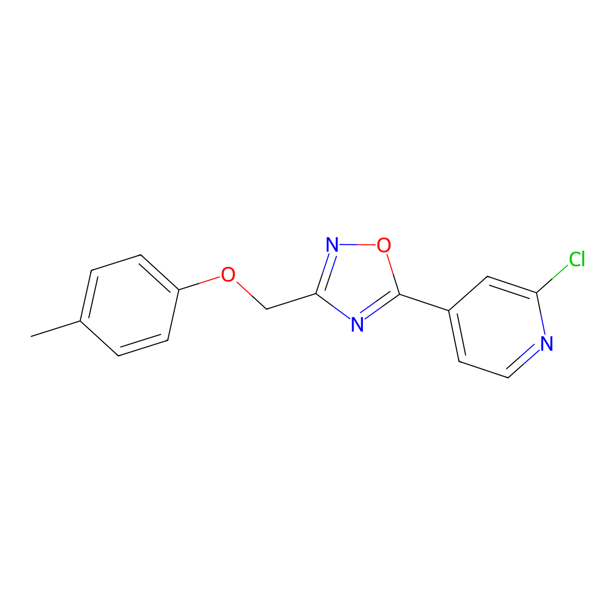5-(2-Chloro-4-pyridyl)-3-[(4-methylphenoxy)methyl]-1,2,4-oxadiazole molecular structure, CAS 680216-74-4