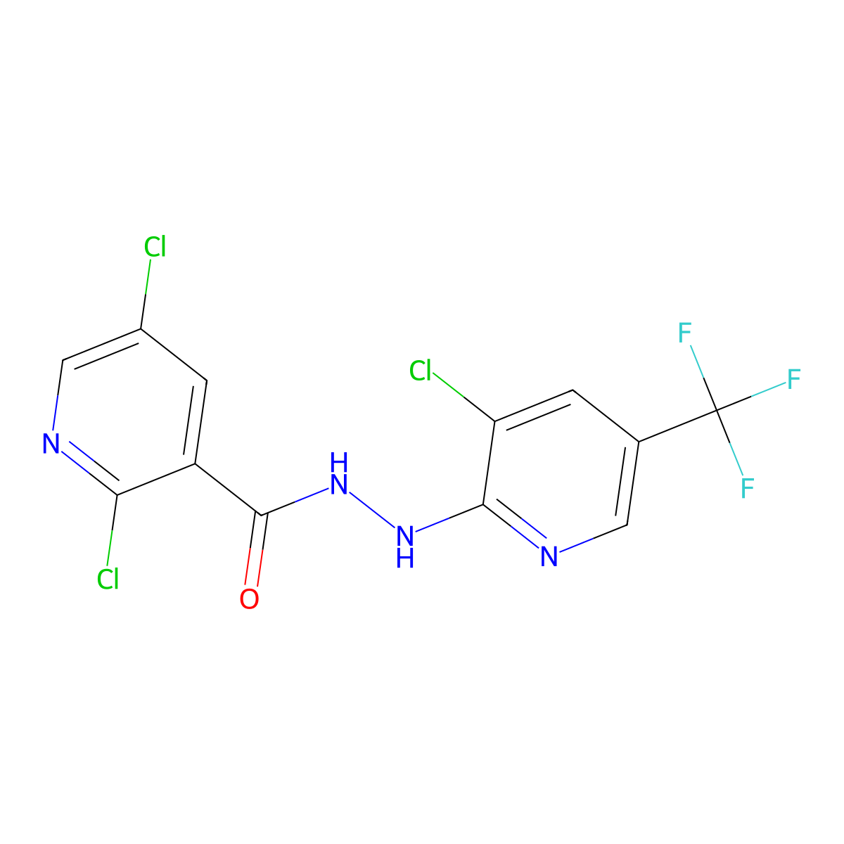 2,5-dichloro-N'-[3-chloro-5-(trifluoromethyl)pyridin-2-yl]pyridine-3-carbohydrazide molecular structure, CAS 680217-58-7