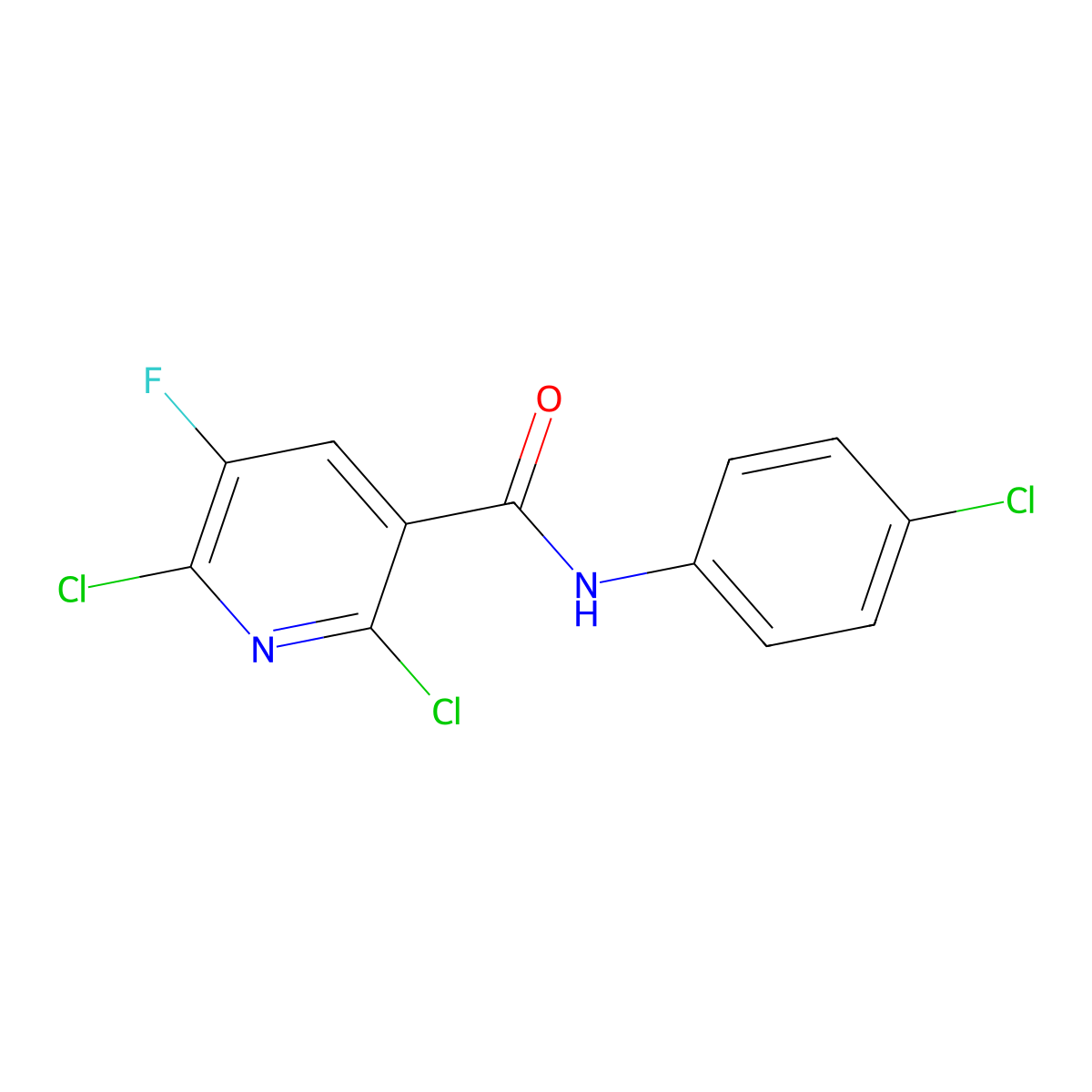N-(4-Chlorophenyl)-2,6-dichloro-5-fluoronicotinamide molecular structure, CAS 680217-80-5