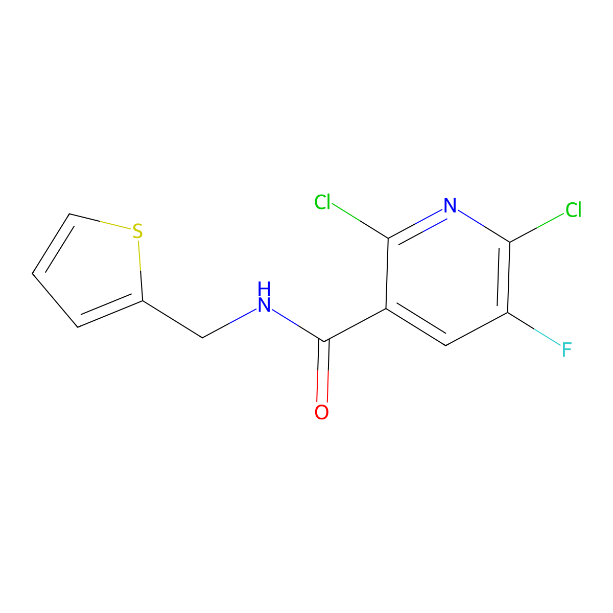2,6-Dichloro-5-fluoro-N-(thien-2-ylmethyl)nicotinamide molecular structure, CAS 680217-82-7