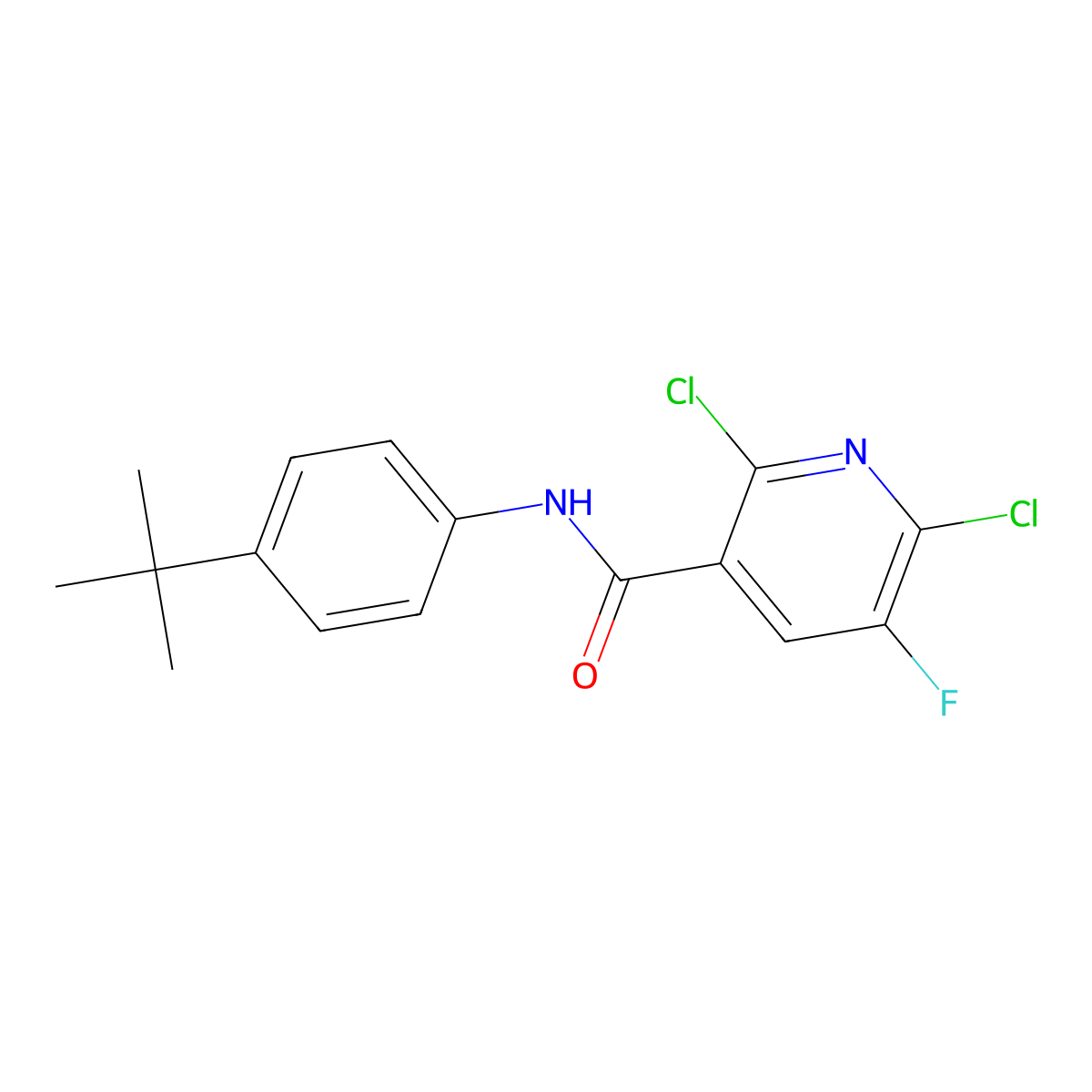 N-(4-tert-butylphenyl)-2,6-dichloro-5-fluoronicotinamide molecular structure, CAS 680217-83-8
