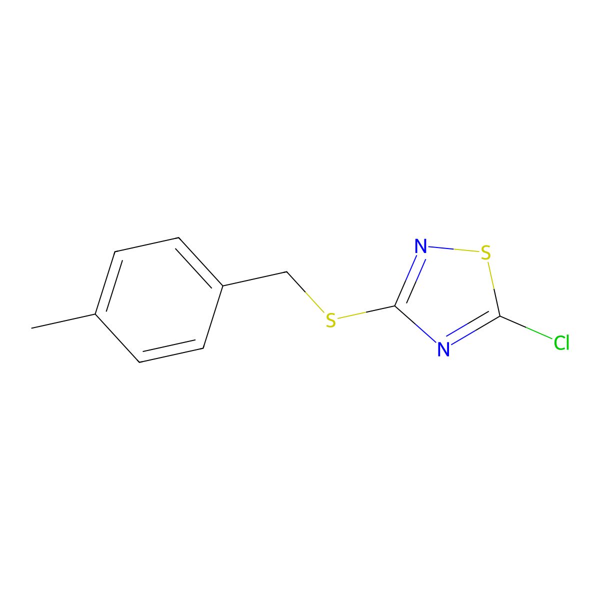 5-Chloro-3-{[(4-methylphenyl)methyl]sulfanyl}-1,2,4-thiadiazole molecular structure, CAS 680221-21-0