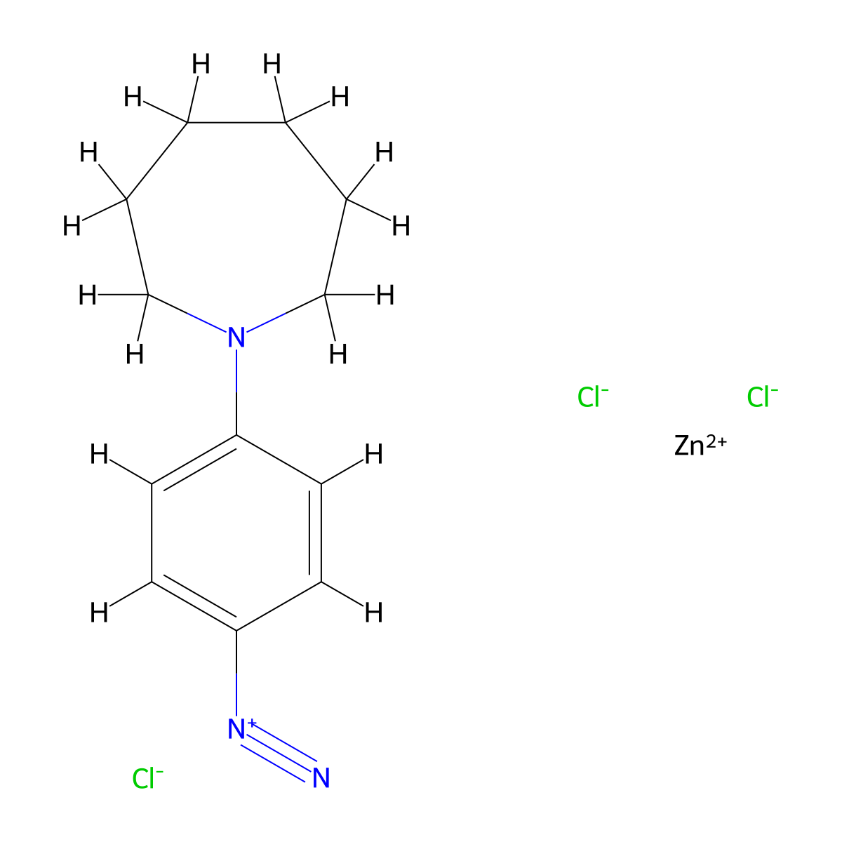 Benzenediazonium, 4-(hexahydro-1H-azepin-1-yl)-, trichlorozincate(1-) (1:1) molecular structure, CAS 68025-48-9