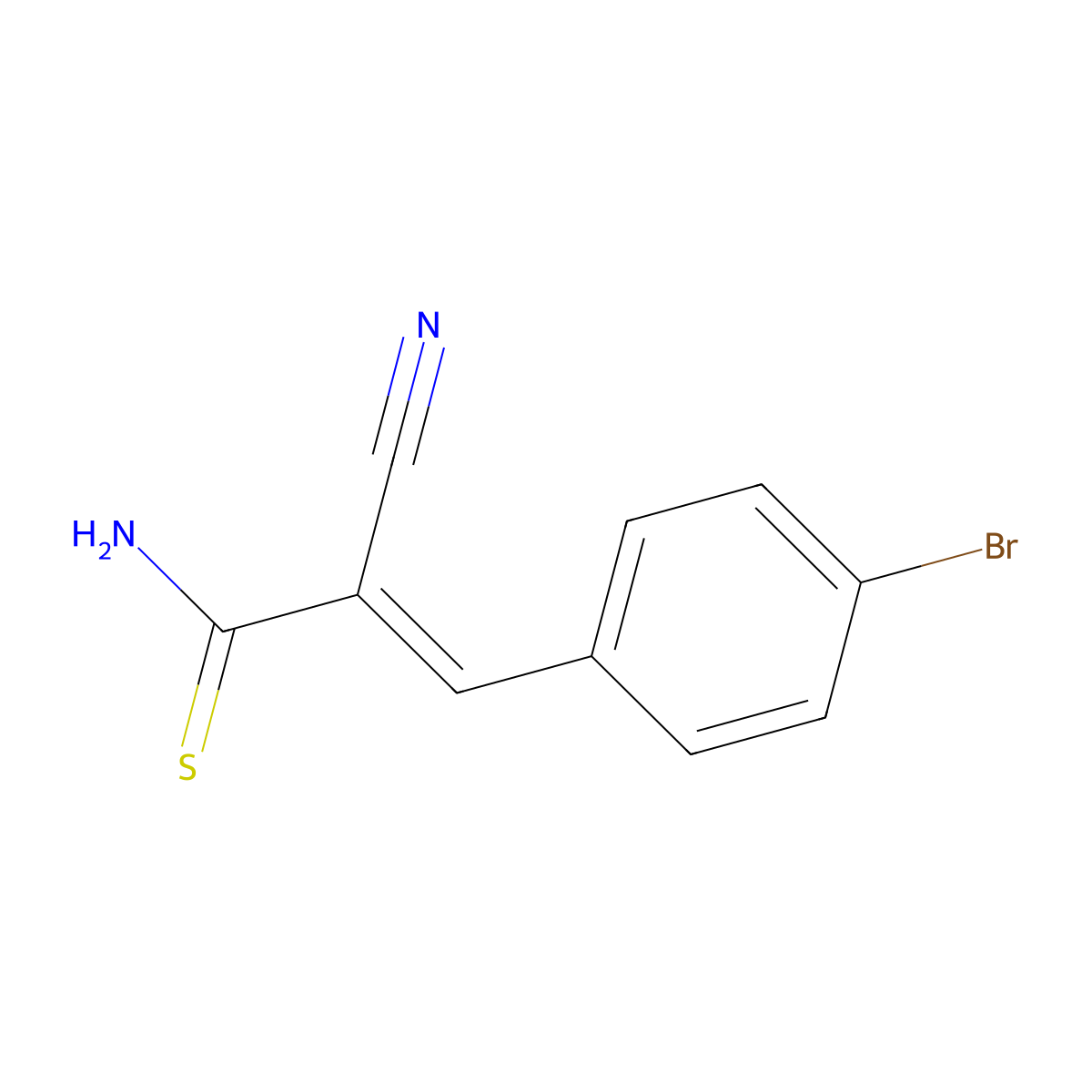 (E)-3-(4-bromophenyl)-2-cyanoprop-2-enethioamide molecular structure, CAS 68029-54-9