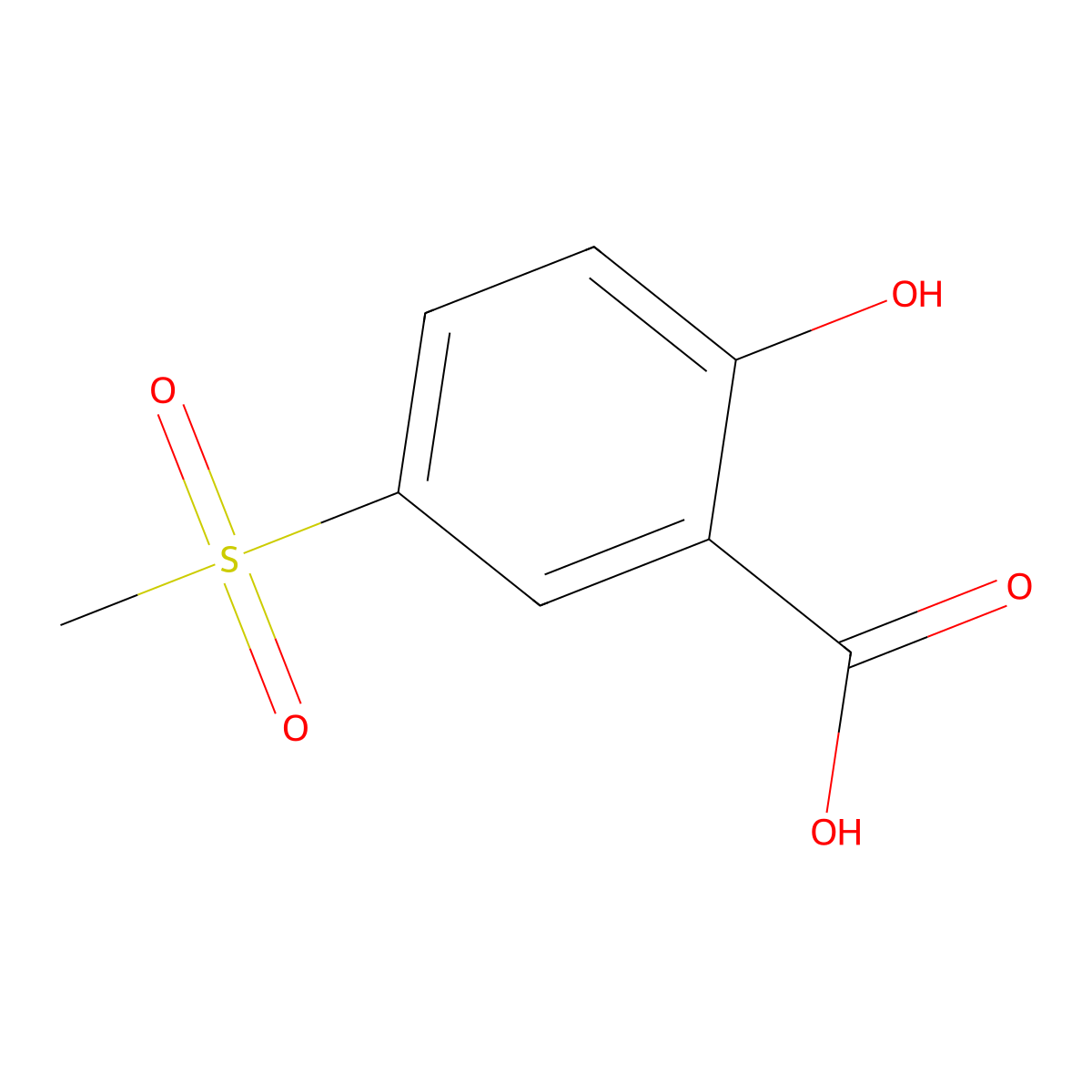 2-Hydroxy-5-(methylsulfonyl)benzoic acid molecular structure, CAS 68029-77-6