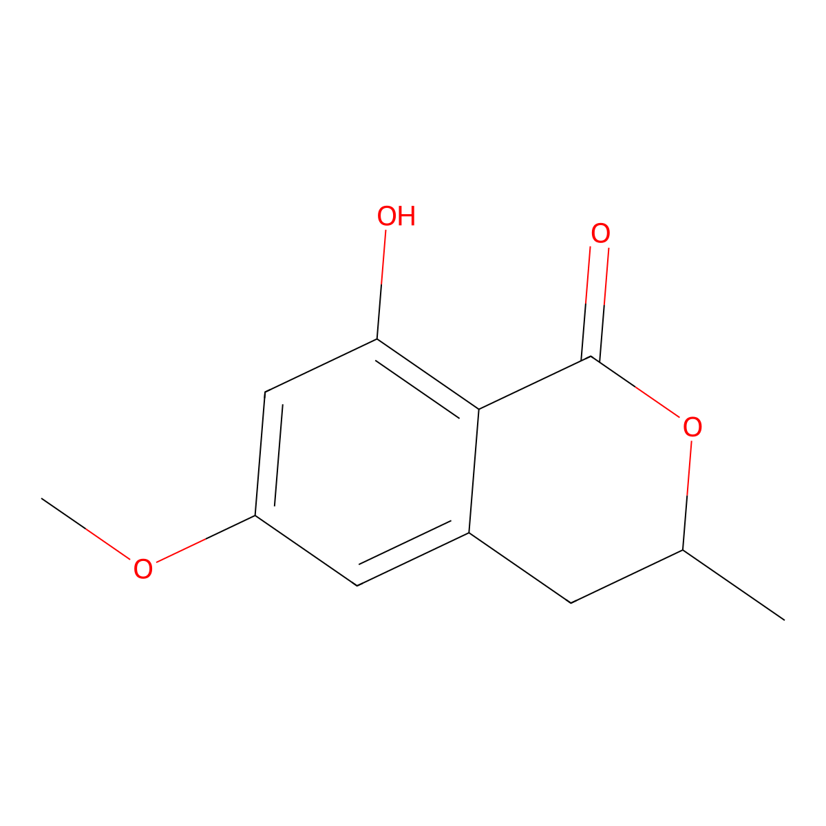 3,4-Dihydro-8-hydroxy-6-methoxy-3-methyl-1H-2-benzopyran-1-one molecular structure, CAS 6803-02-7