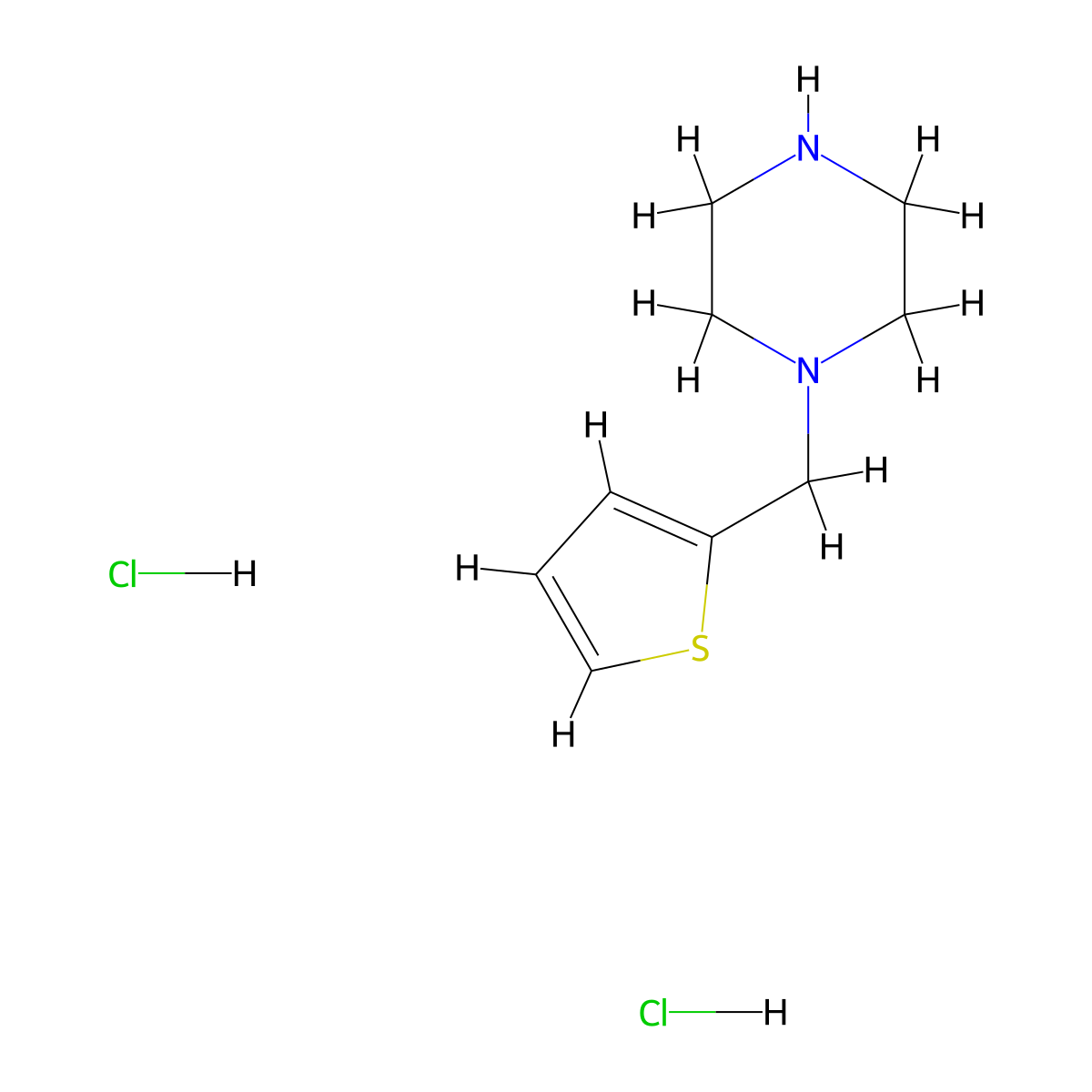 1-Thiophen-2-ylmethyl-piperazine dihydrochloride molecular structure, CAS 6803-90-3