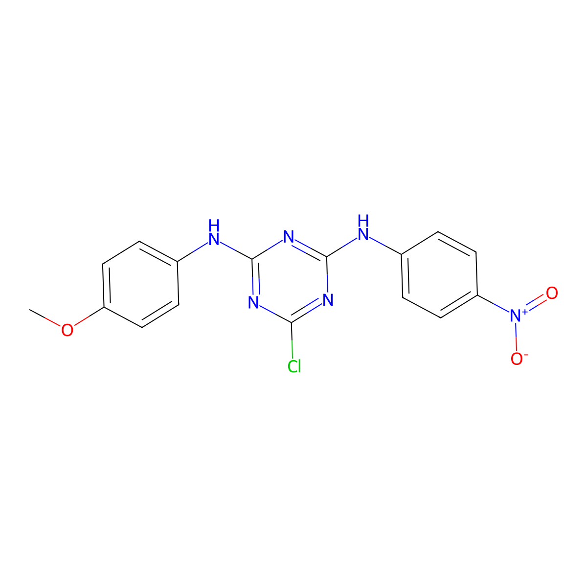 6-chloro-N-(4-methoxyphenyl)-N'-(4-nitrophenyl)-1,3,5-triazine-2,4-diamine molecular structure, CAS 6803-95-8