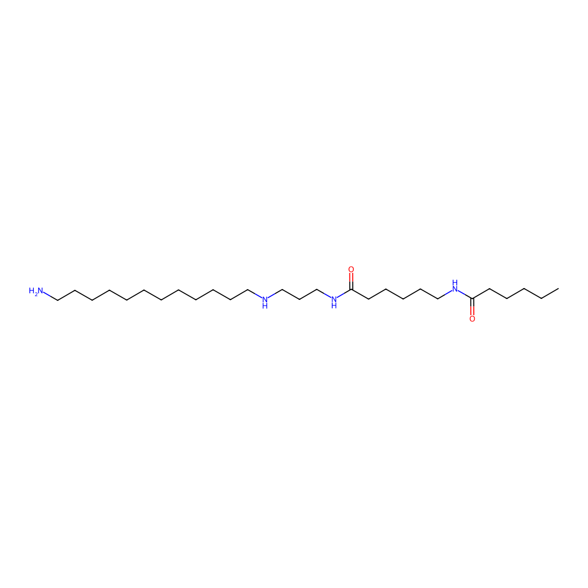 Hexanamide, N-[3-[(12-aminododecyl)amino]propyl]-6-[(1-oxohexyl)amino]- molecular structure, CAS 68039-21-4