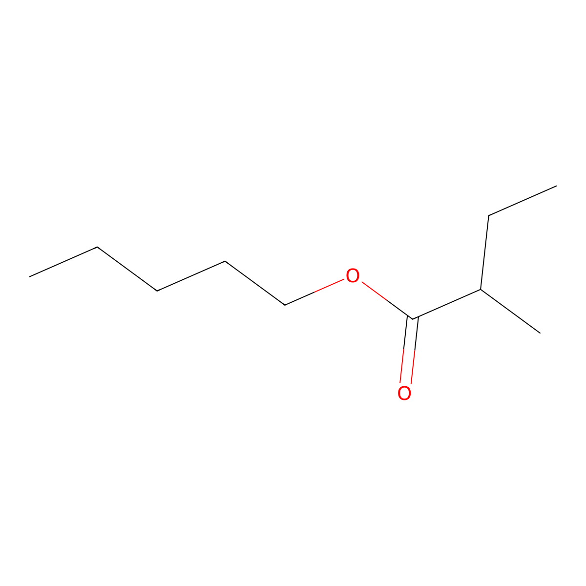 Pentyl 2-methylbutyrate molecular structure, CAS 68039-26-9