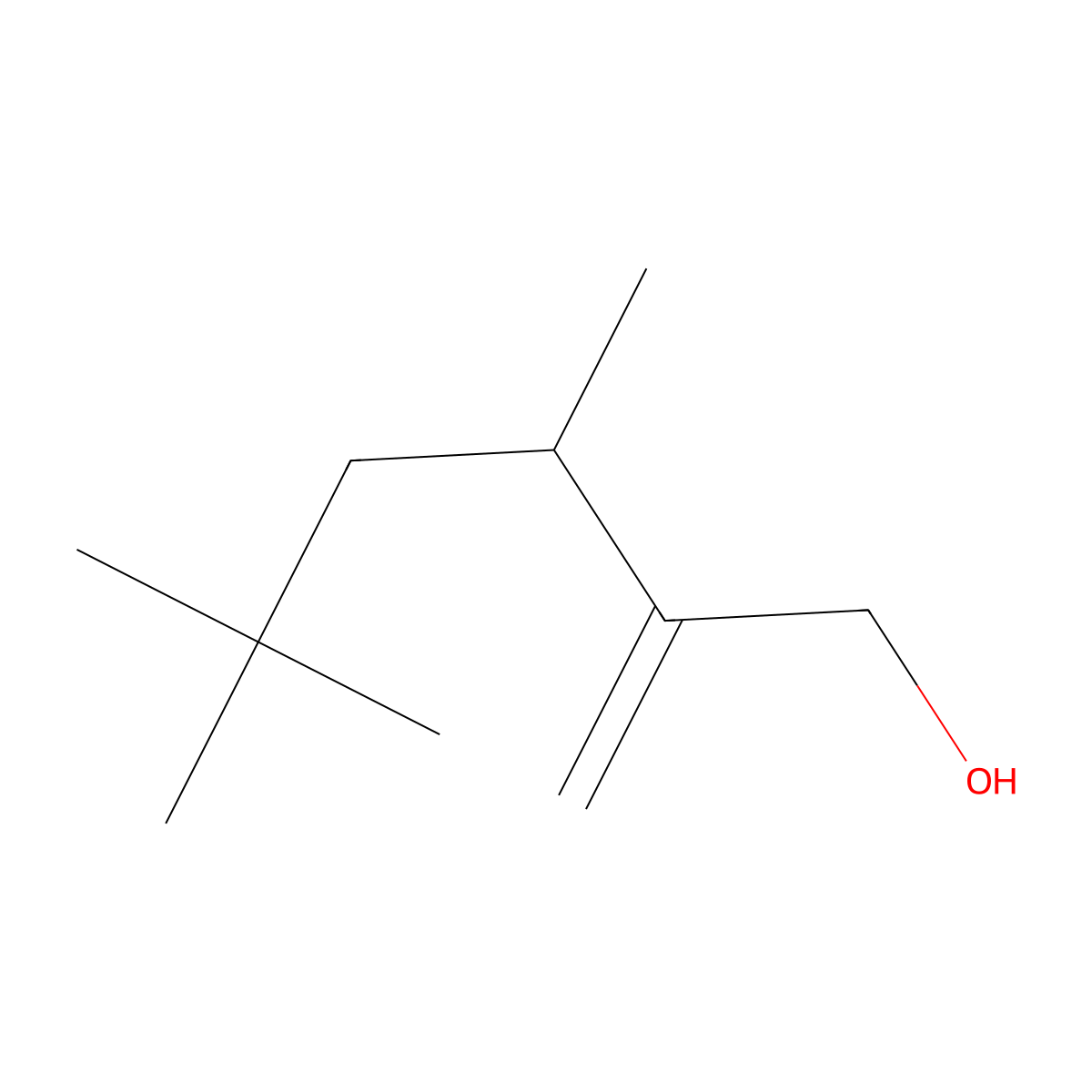 1-Hexanol, 3,5,5-trimethyl-2-methylene- molecular structure, CAS 68039-76-9