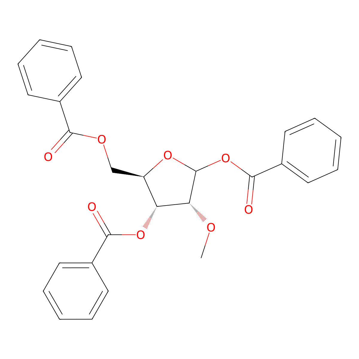 1,3,5-Tri-O-benzoyl-2-O-methyl-D-ribofuranose molecular structure, CAS 68045-07-8