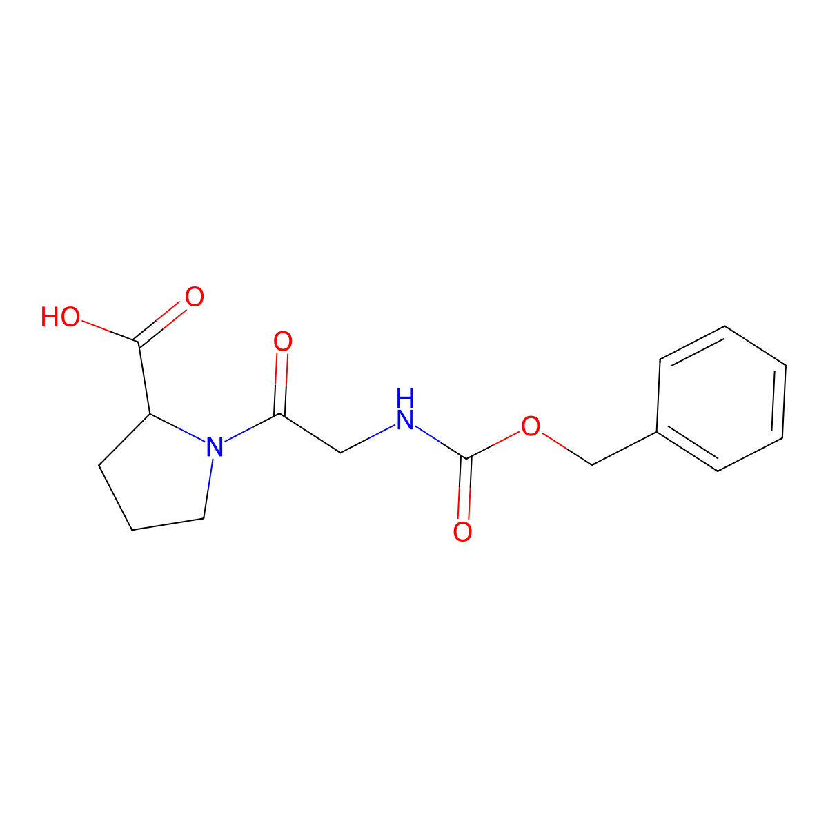 Carbobenzoxyglycyl-L-proline molecular structure, CAS 68047-33-6