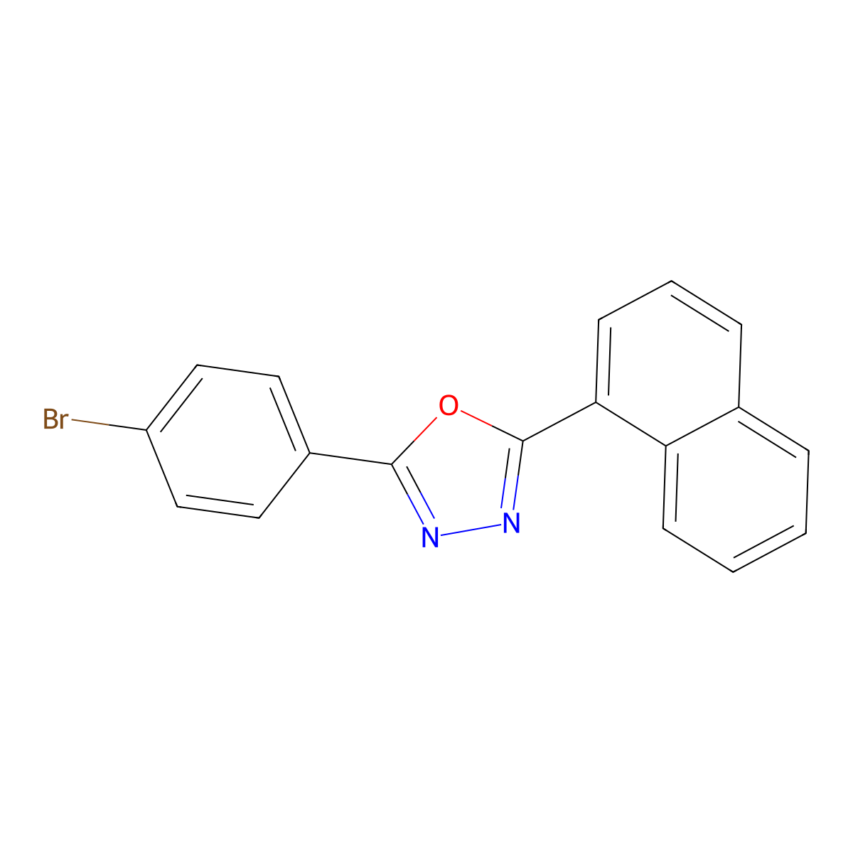 2-(4-Bromophenyl)-5-(1-naphthyl)-1,3,4-oxadiazole molecular structure, CAS 68047-37-0