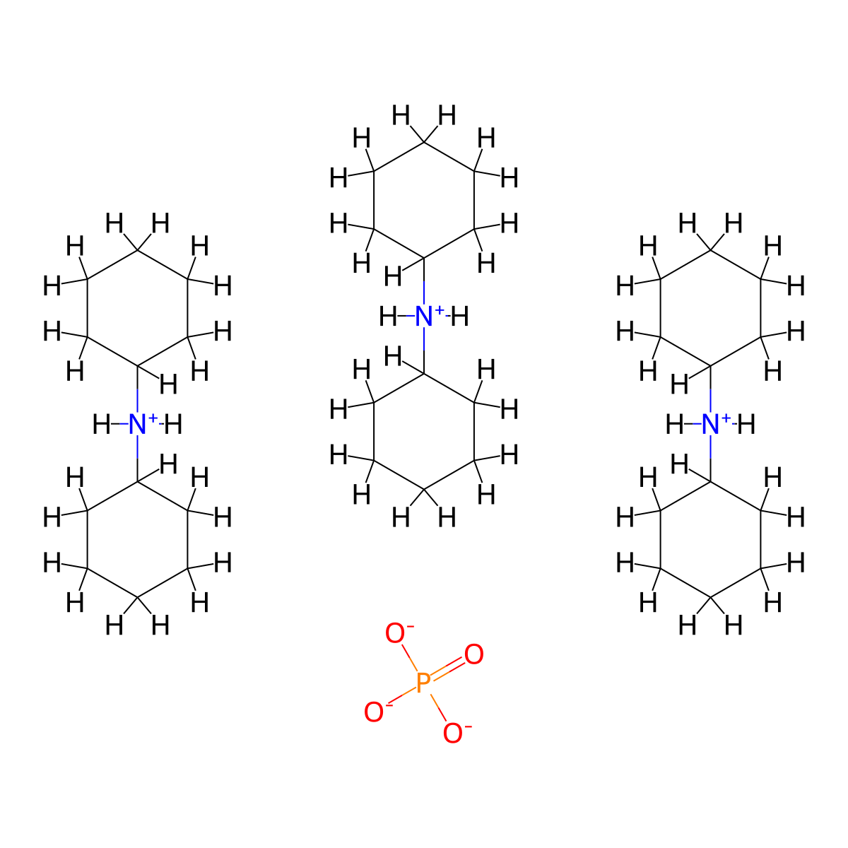 Cyclohexanamine, N-cyclohexyl-, phosphate (3:1) molecular structure, CAS 68052-37-9