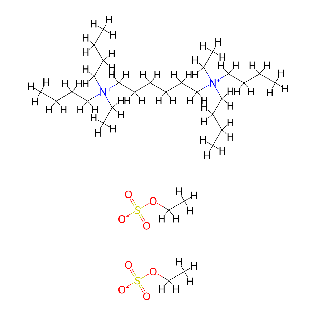 N,N,N',N'-Tetrabutyl-N,N'-diethyl-1,6-hexanediaminium bis(ethyl sulfate) molecular structure, CAS 68052-49-3