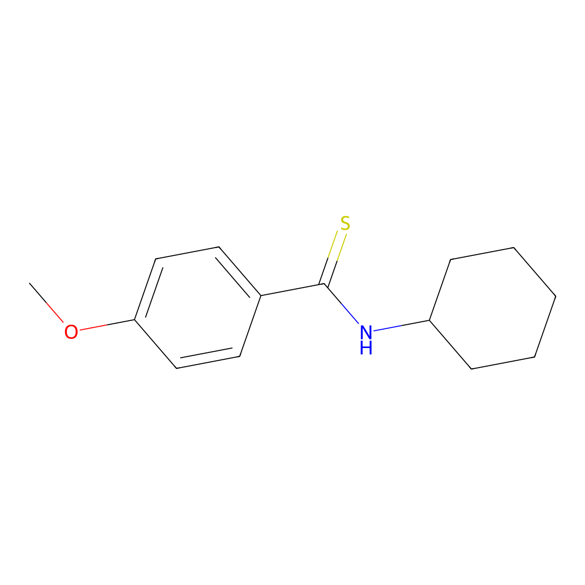 N-cyclohexyl-4-methoxybenzenecarbothioamide molecular structure, CAS 68055-29-8