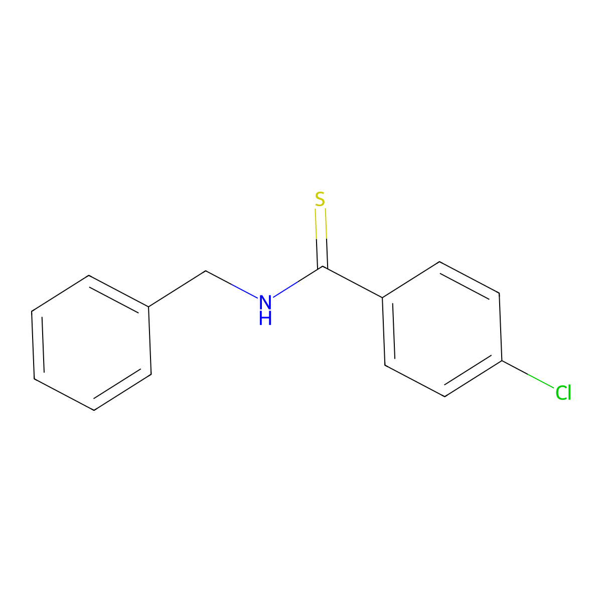 N-Benzyl-4-chlorobenzene-1-carbothioamide molecular structure, CAS 68055-33-4