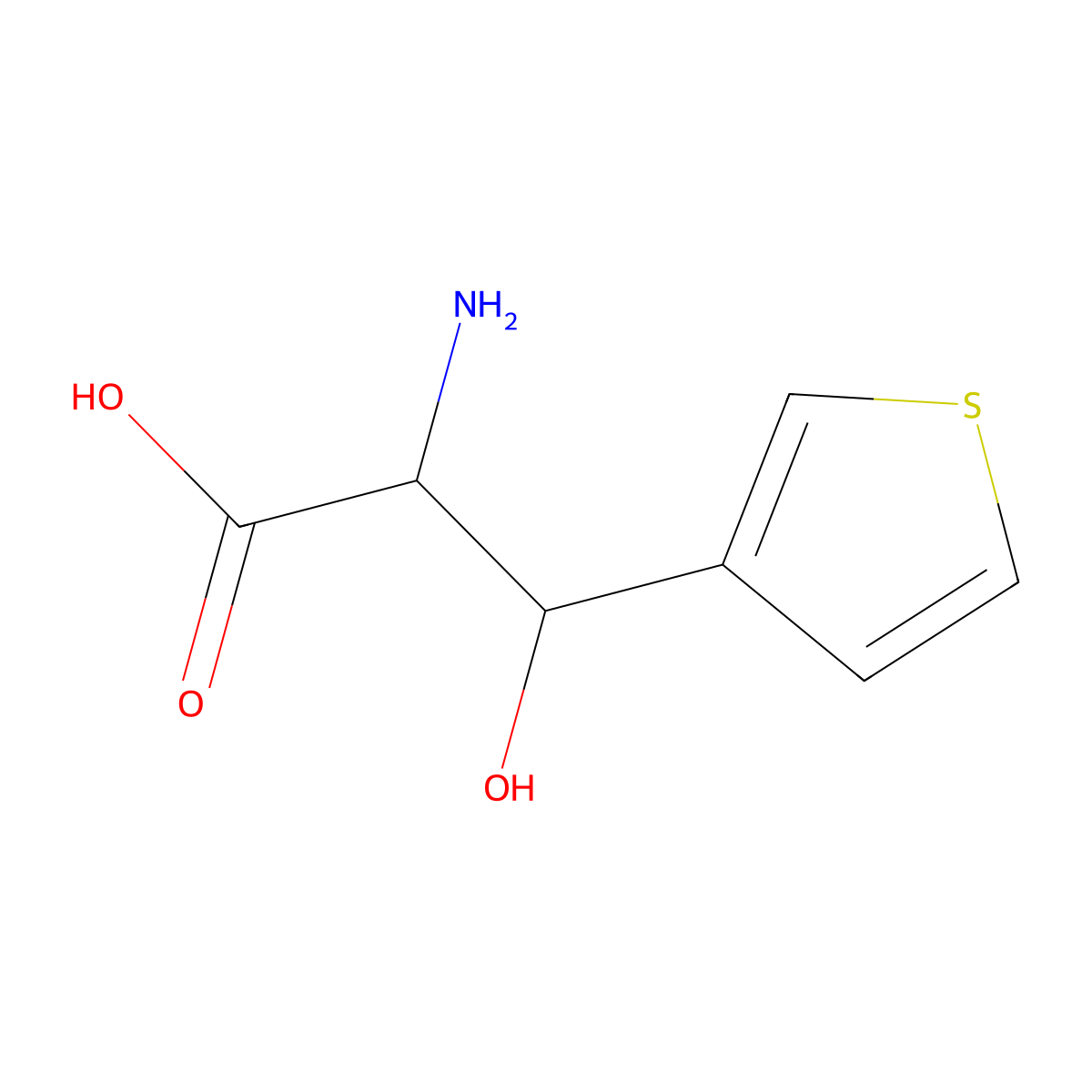 2-Amino-3-hydroxy-3-(thiophen-3-yl)propanoic acid molecular structure, CAS 68056-36-0