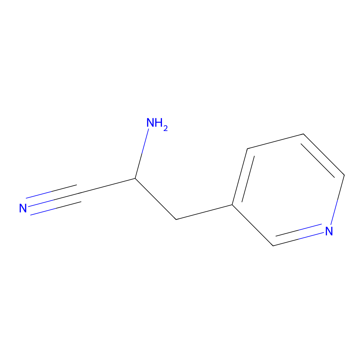 2-Amino-3-(pyridin-3-yl)propanenitrile molecular structure, CAS 680569-44-2