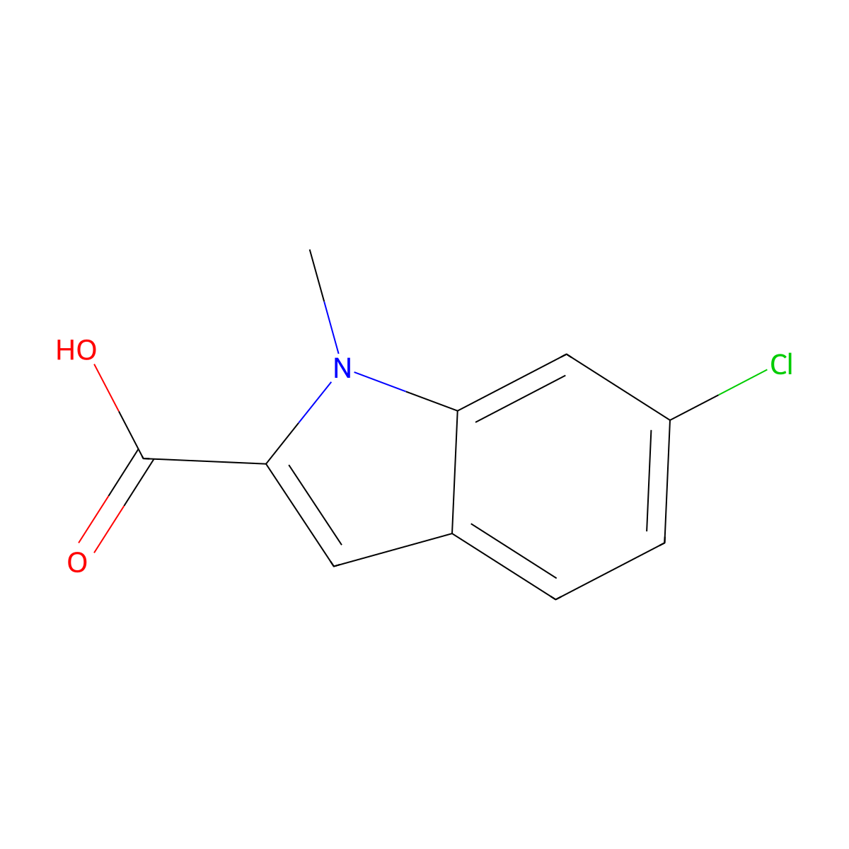 6-chloro-1-methyl-1H-indole-2-carboxylic acid molecular structure, CAS 680569-83-9