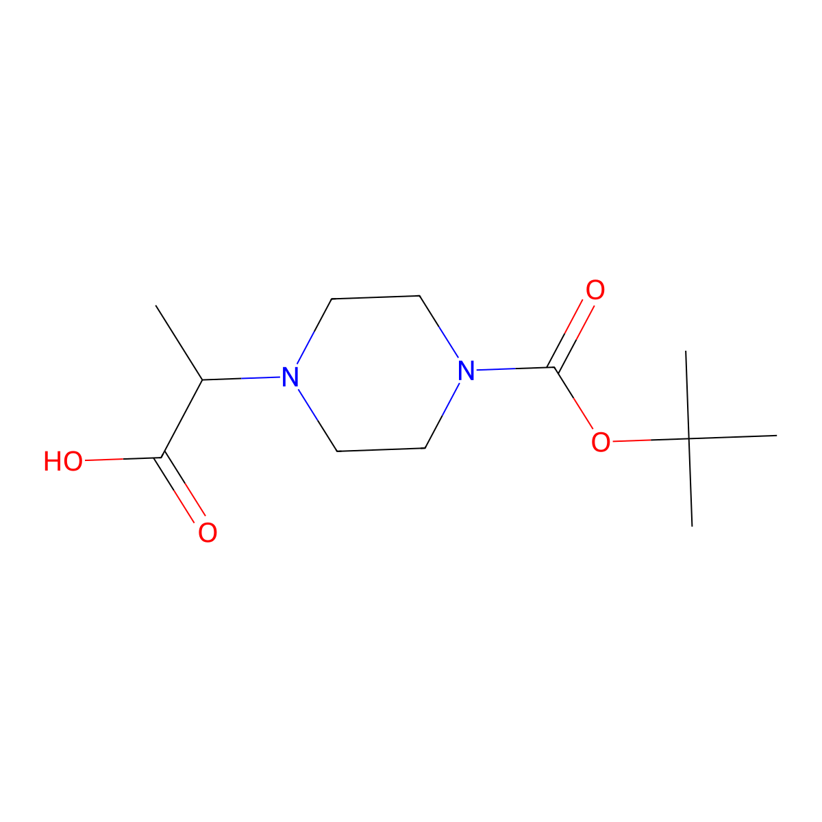 2-(4-(tert-Butoxycarbonyl)piperazin-1-yl)propanoic acid molecular structure, CAS 680579-19-5