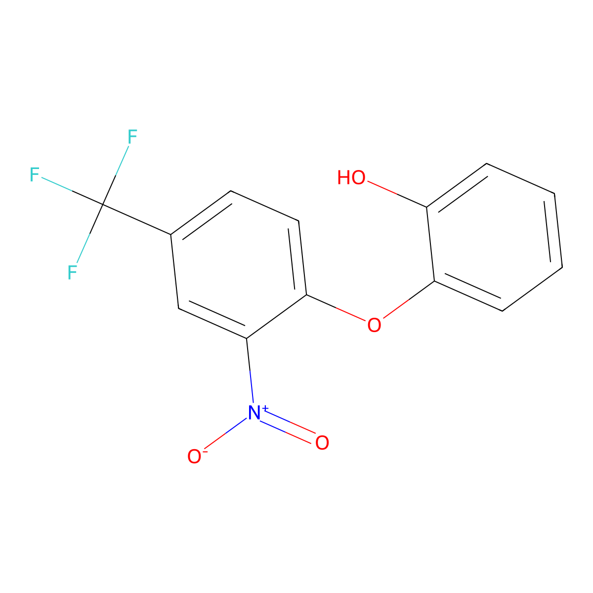 2-[2-Nitro-4-(trifluoromethyl)phenoxy]phenol molecular structure, CAS 680579-23-1