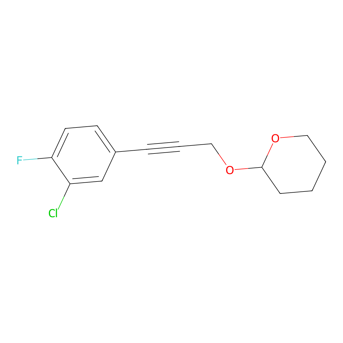 2-{[3-(3-chloro-4-fluorophenyl)prop-2-ynyl]oxy}tetrahydro-2H-pyran molecular structure, CAS 680579-99-1