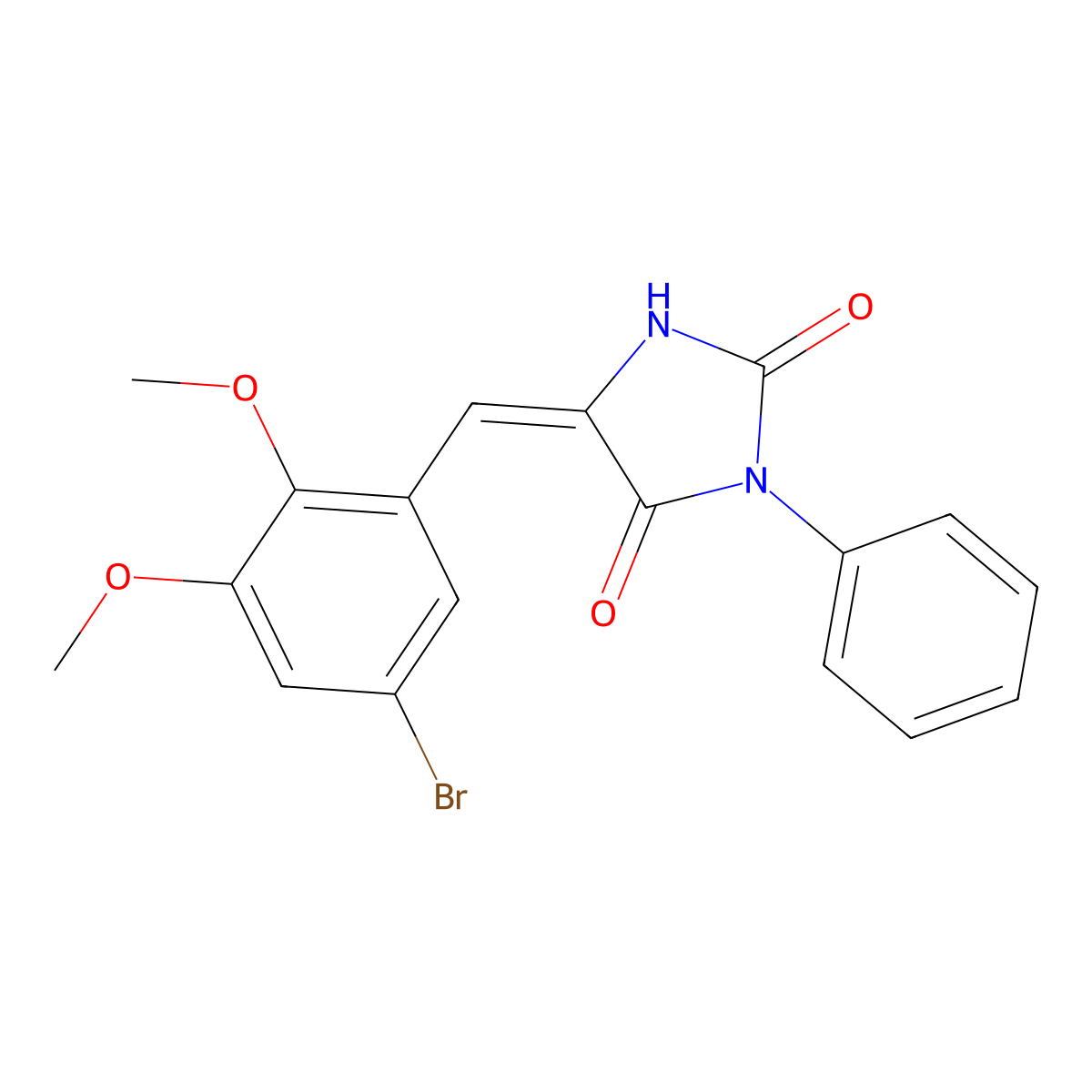5-[(5-Bromo-2,3-dimethoxyphenyl)methylidene]-3-phenylimidazolidine-2,4-dione molecular structure, CAS 680584-64-9