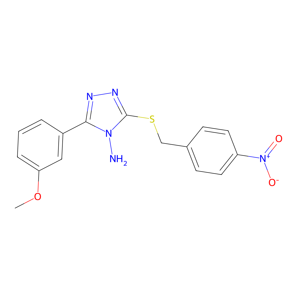 3-(3-Methoxyphenyl)-5-[(4-nitrophenyl)methylsulfanyl]-1,2,4-triazol-4-amine molecular structure, CAS 680584-91-2