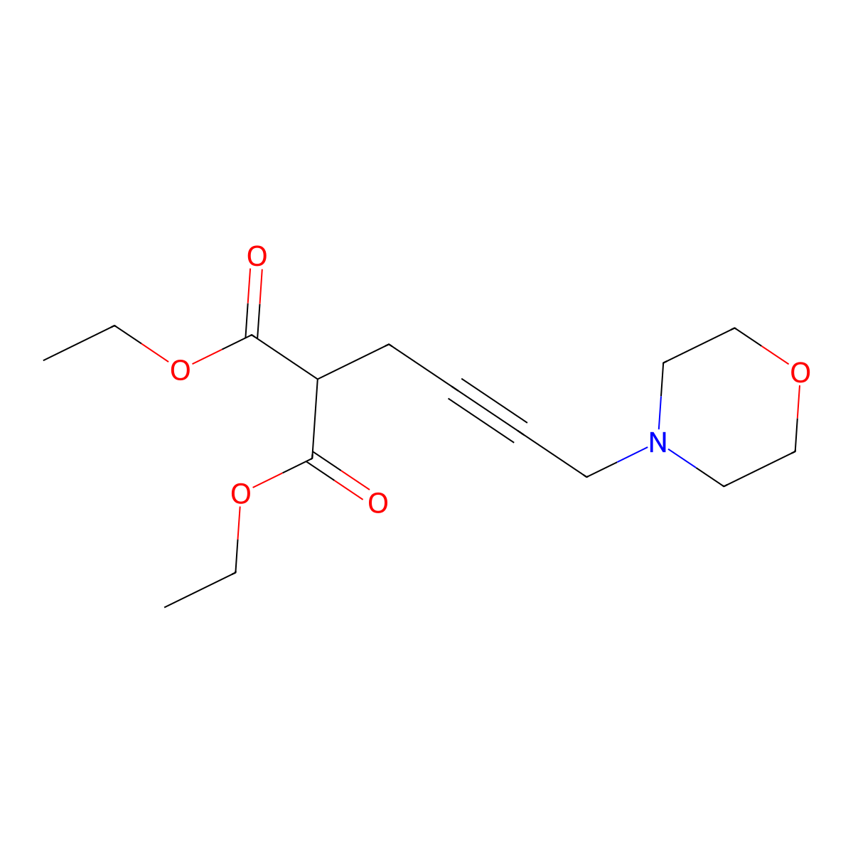Diethyl 2-(4-morpholinobut-2-yn-1-yl)malonate molecular structure, CAS 68059-19-8