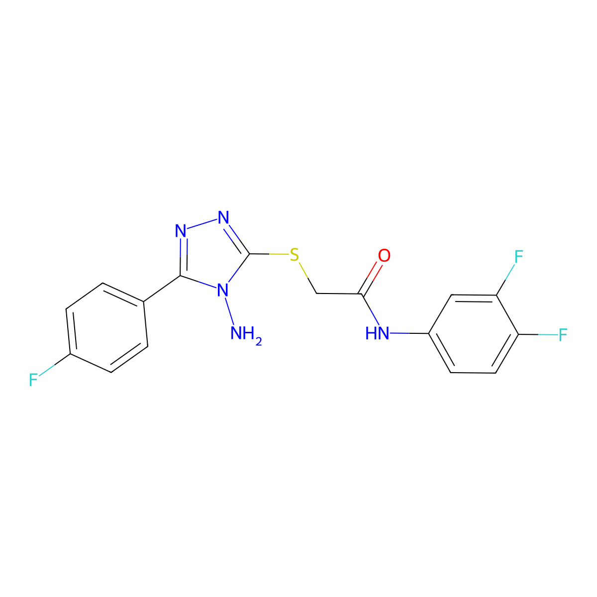 2-[4-amino-5-(4-fluorophenyl)(1,2,4-triazol-3-ylthio)]-N-(3,4-difluorophenyl)a cetamide molecular structure, CAS 680592-83-0