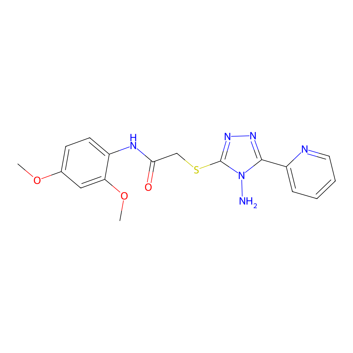2-((4-amino-5-(pyridin-2-yl)-4H-1,2,4-triazol-3-yl)thio)-N-(2,4-dimethoxyphenyl)acetamide molecular structure, CAS 680593-45-7
