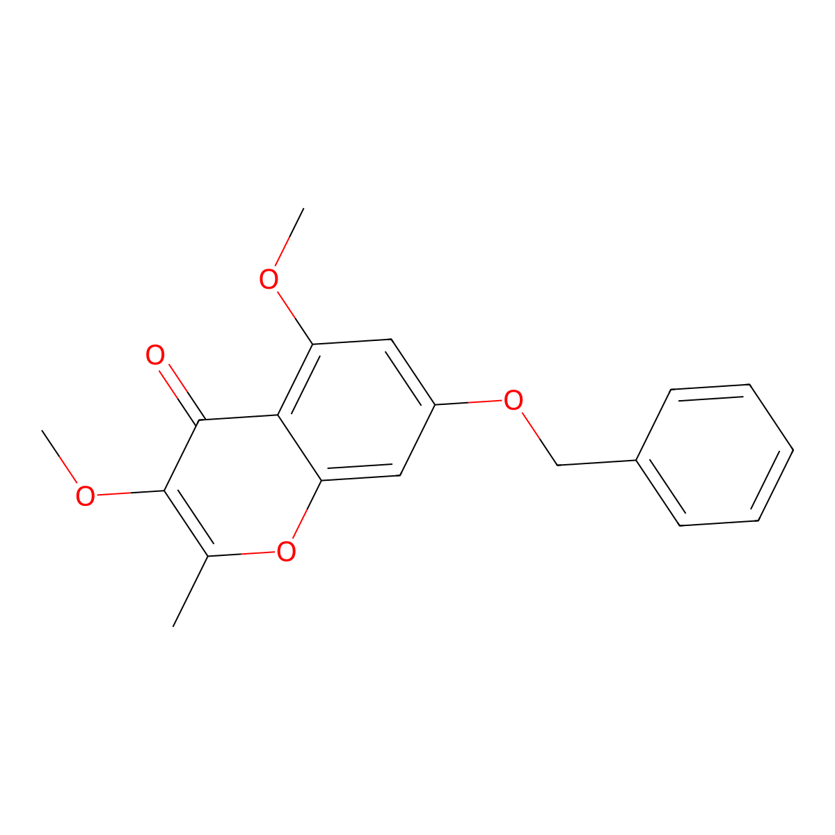 3,5-Dimethoxy-2-methyl-7-phenylmethoxychromen-4-one molecular structure, CAS 680593-79-7