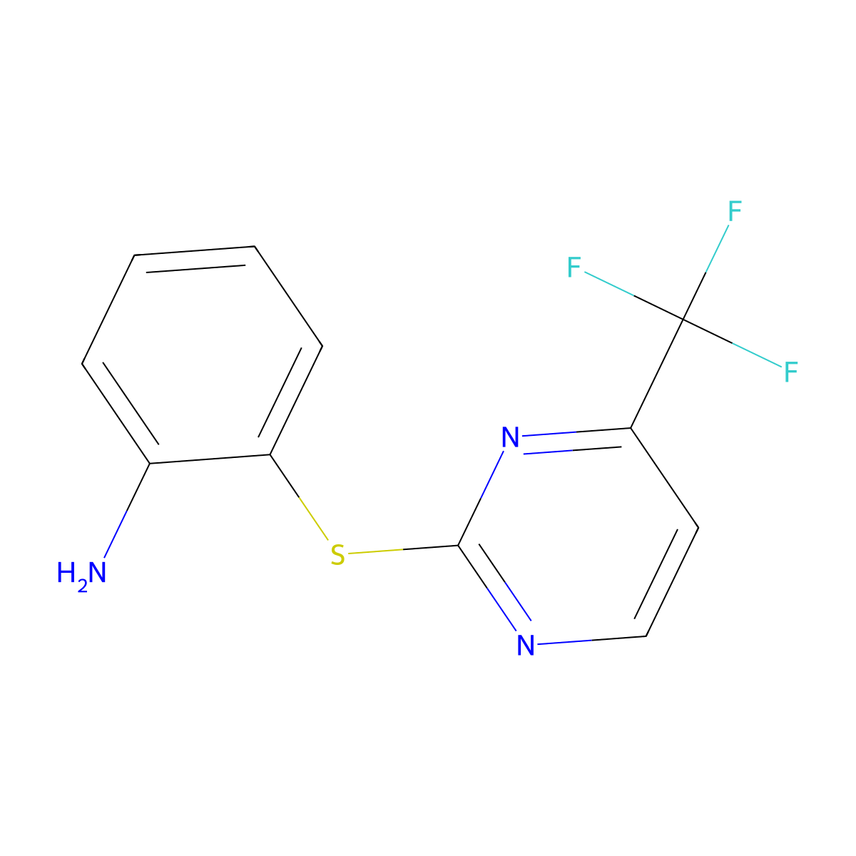 2-{[4-(Trifluoromethyl)pyrimidin-2-YL]thio}aniline molecular structure, CAS 680593-98-0