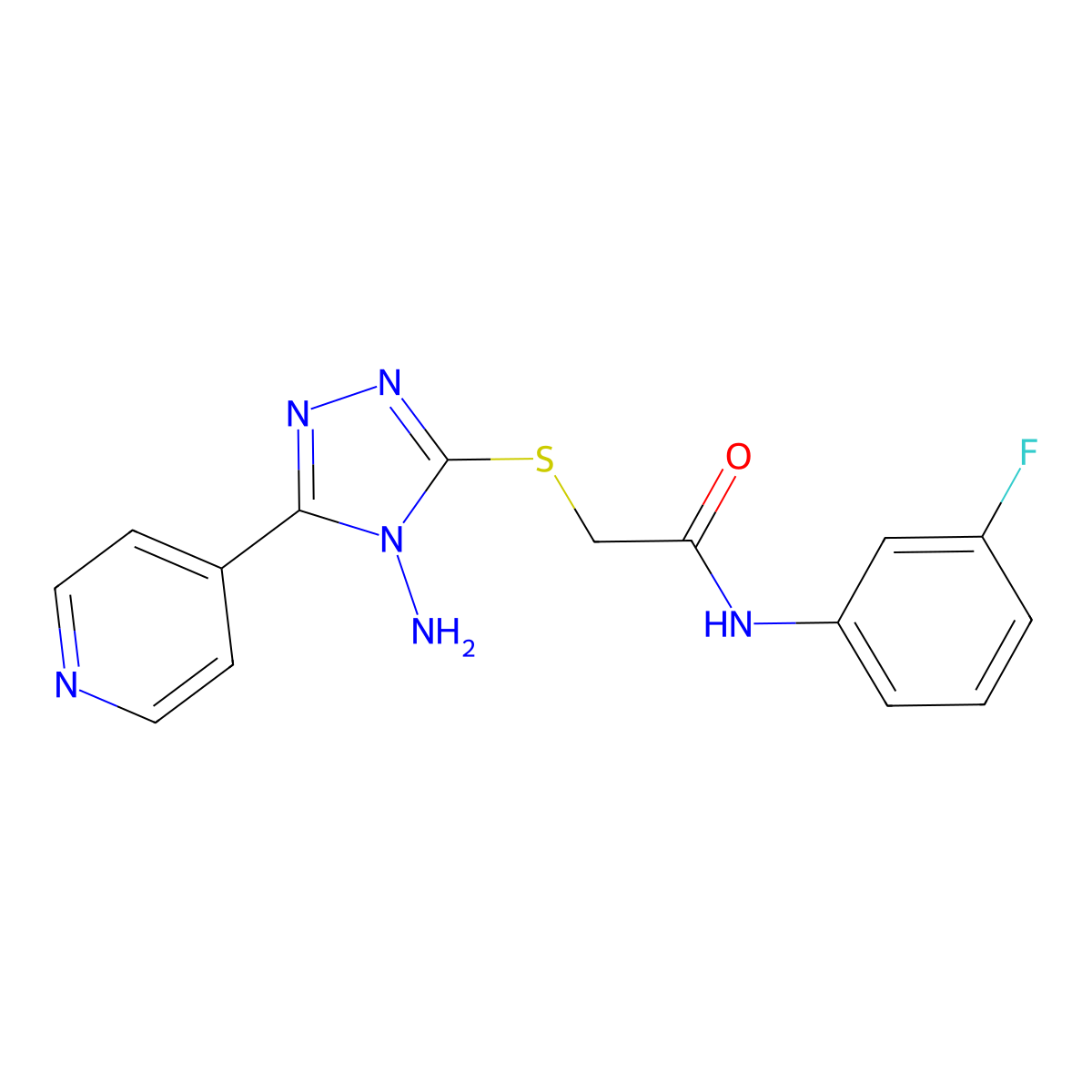 2-((4-amino-5-(pyridin-4-yl)-4H-1,2,4-triazol-3-yl)thio)-N-(3-fluorophenyl)acetamide molecular structure, CAS 680599-26-2